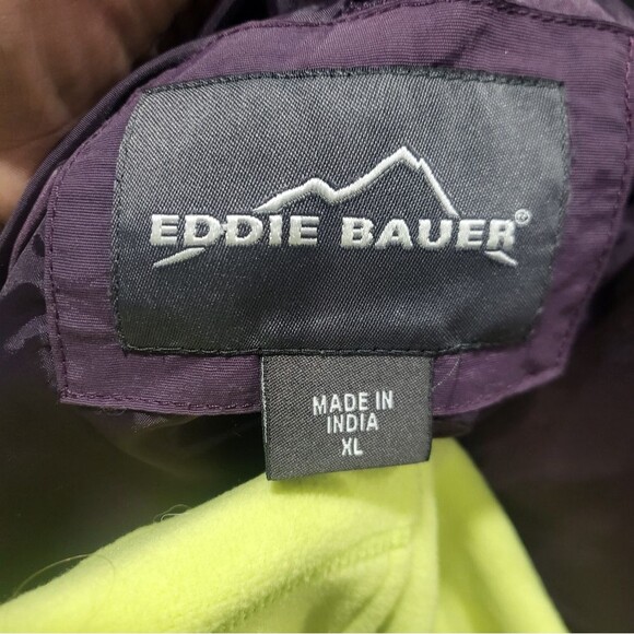 Eddie Bauer 2-N-1 Fleece Windbreaker Hooded Jacket Women Purple Green XL - Picture 4 of 8
